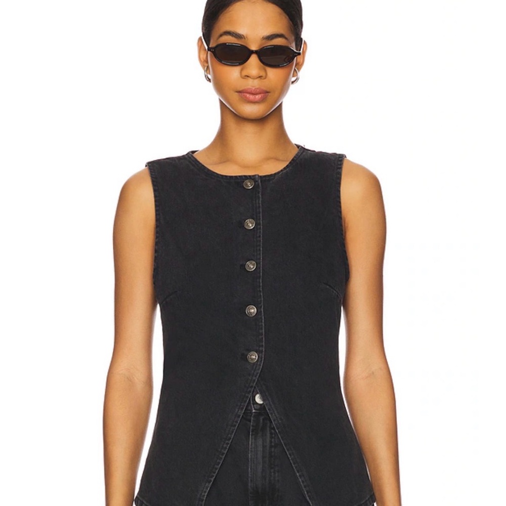 Free People Aimee Denim Vest in Black